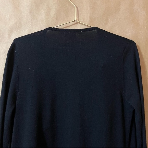 Tory Burch | Merino Wool Ruffle Trim Cardigan Sweater Open Front Black Size S - Picture 11 of 16